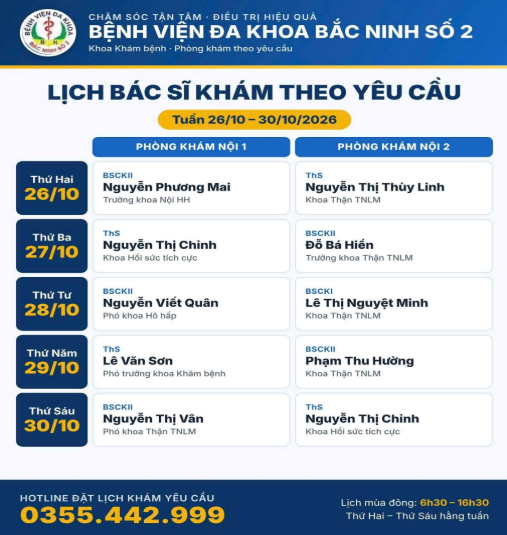 KHÁM THEO YÊU CẦU TUẦN 26/10 – 30/10/2026: CHÚ TRỌNG CHUYÊN MÔN, TẬN TÂM PHỤC VỤ KHÁM THEO YÊU CẦU TUẦN 26/10 – 30/10/2026: CHÚ TRỌNG CHUYÊN MÔN, TẬN TÂM PHỤC VỤ